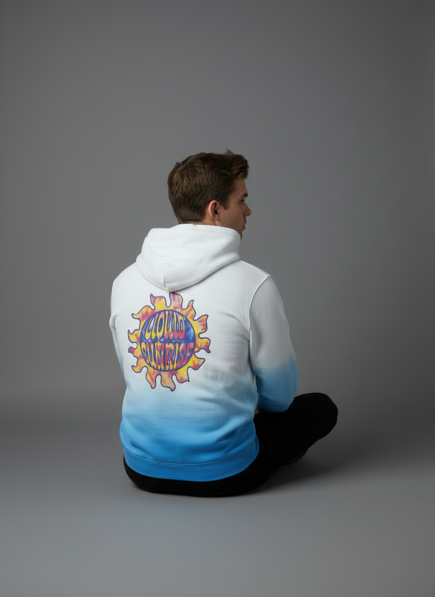 Cavana Unisex Tie Dye Hoodie (White and Blue)