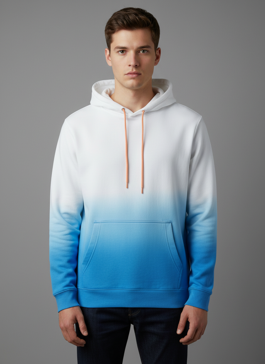 Cavana Unisex Tie Dye Hoodie (White and Blue)