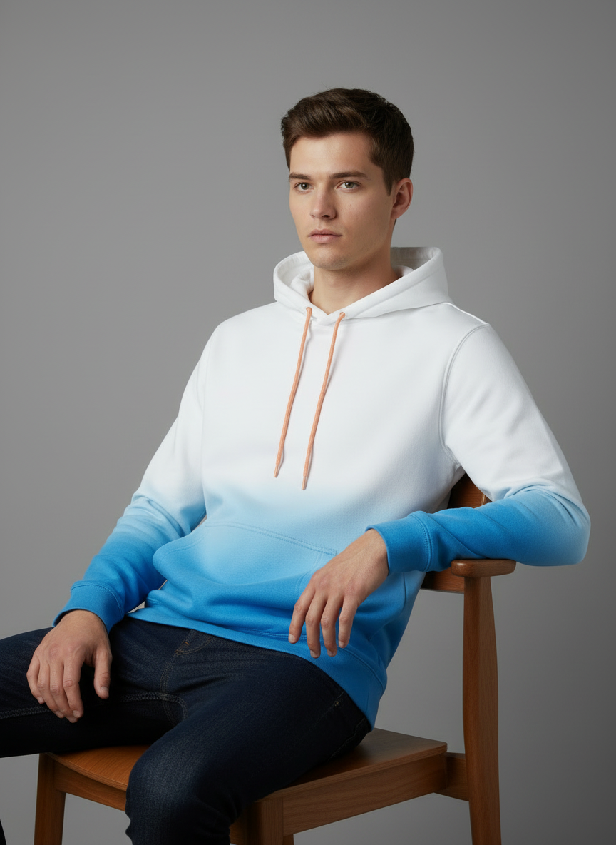Cavana Unisex Tie Dye Hoodie (White and Blue)