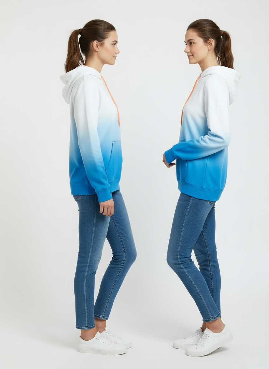 Cavana Unisex Hoodie Tie Dye (White and Blue)