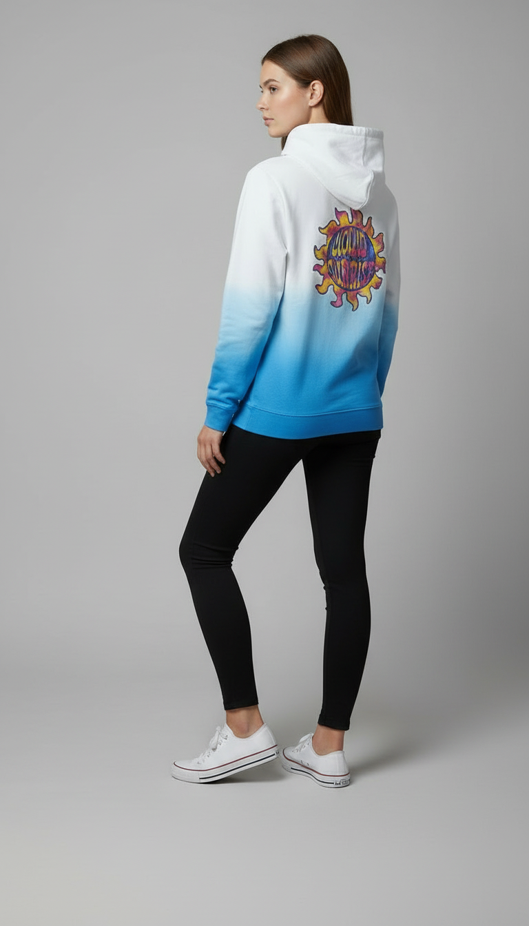 Cavana Unisex Hoodie Tie Dye (White and Blue)