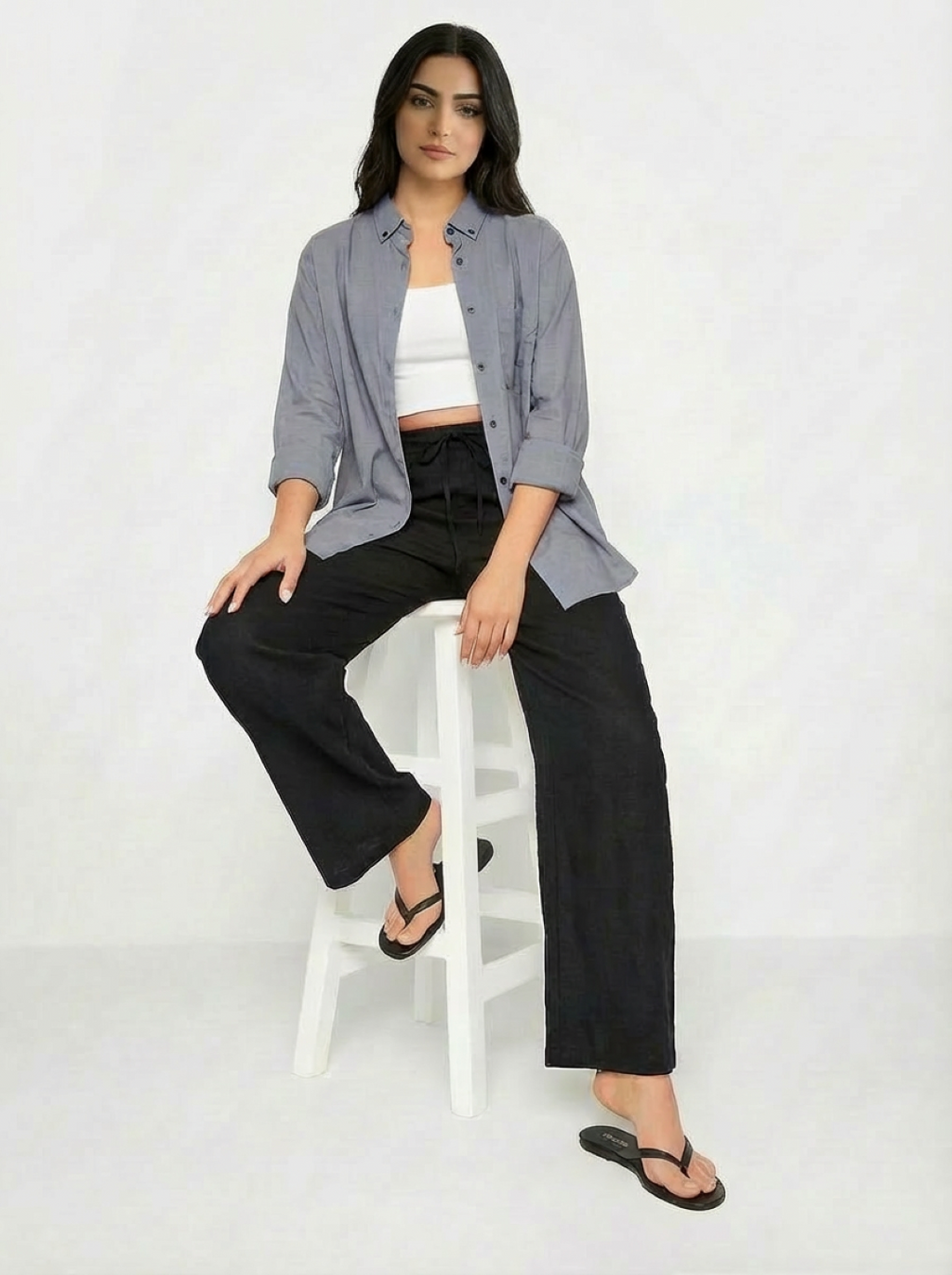C&A Ladies Shirt Grey Blue