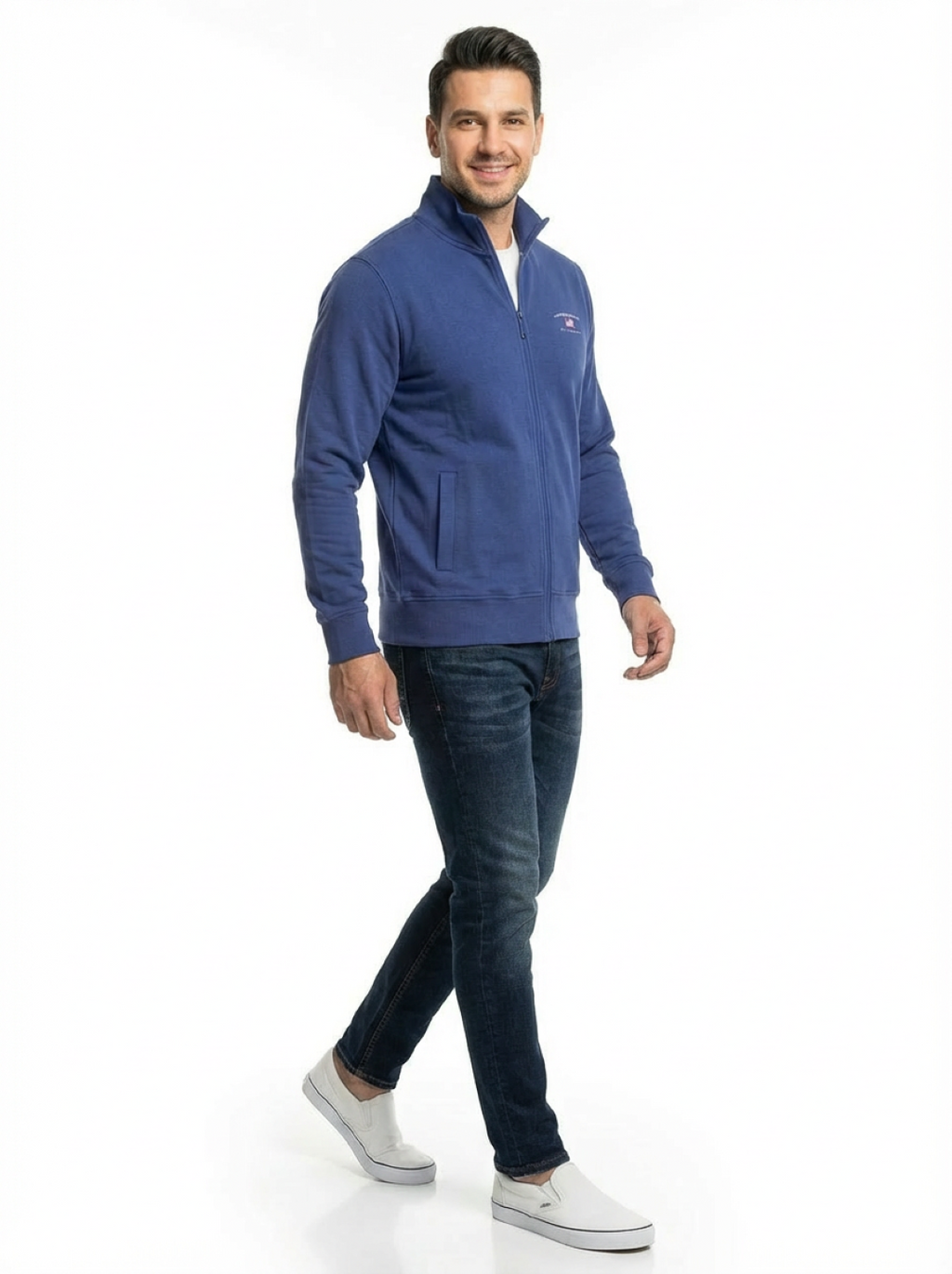 Cotton Belt Man Zip Jacket Royal Blue