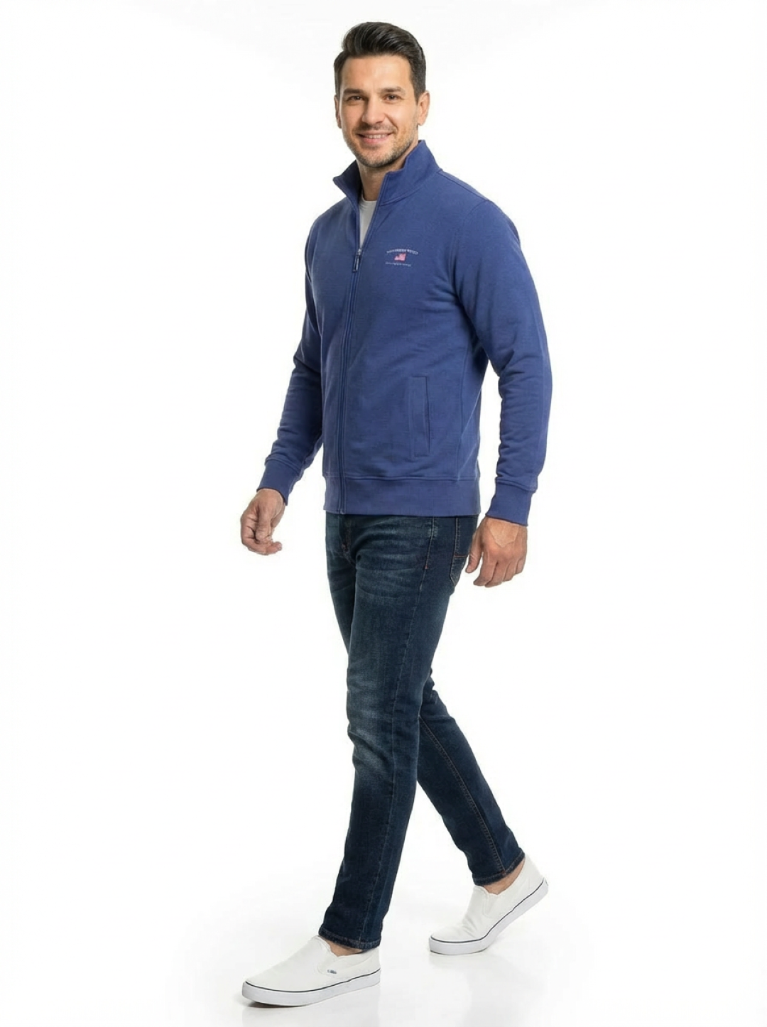 Cotton Belt Man Zip Jacket Royal Blue