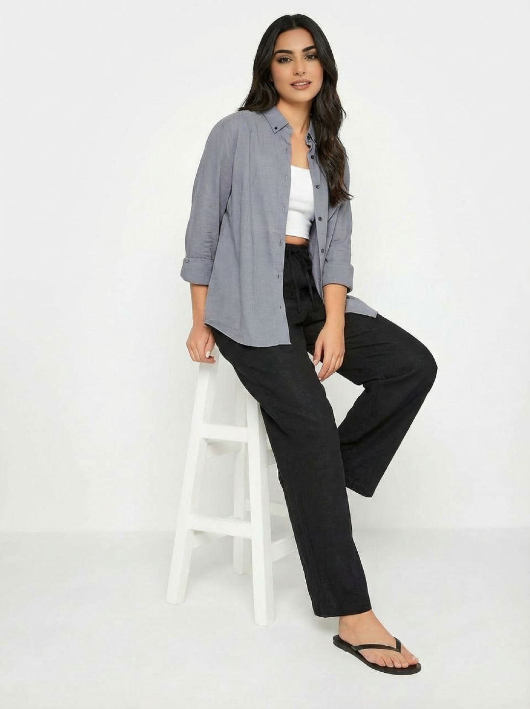 C&A Ladies Shirt Grey Blue
