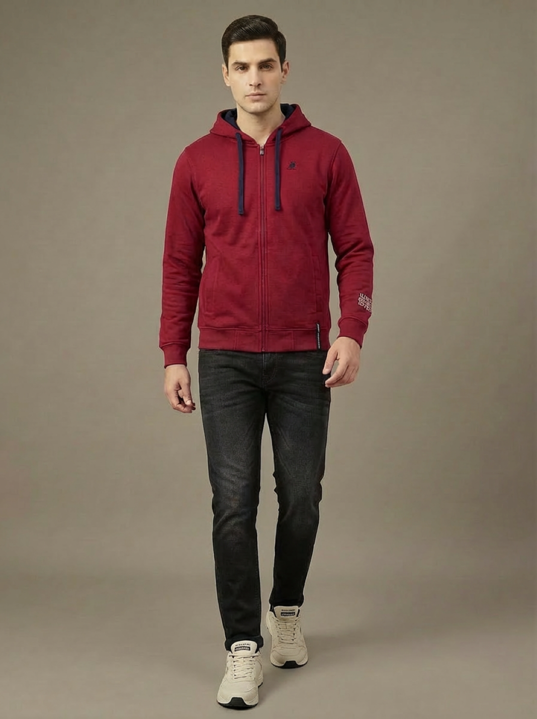 US Grand Polo Zip Man Hoodie Red