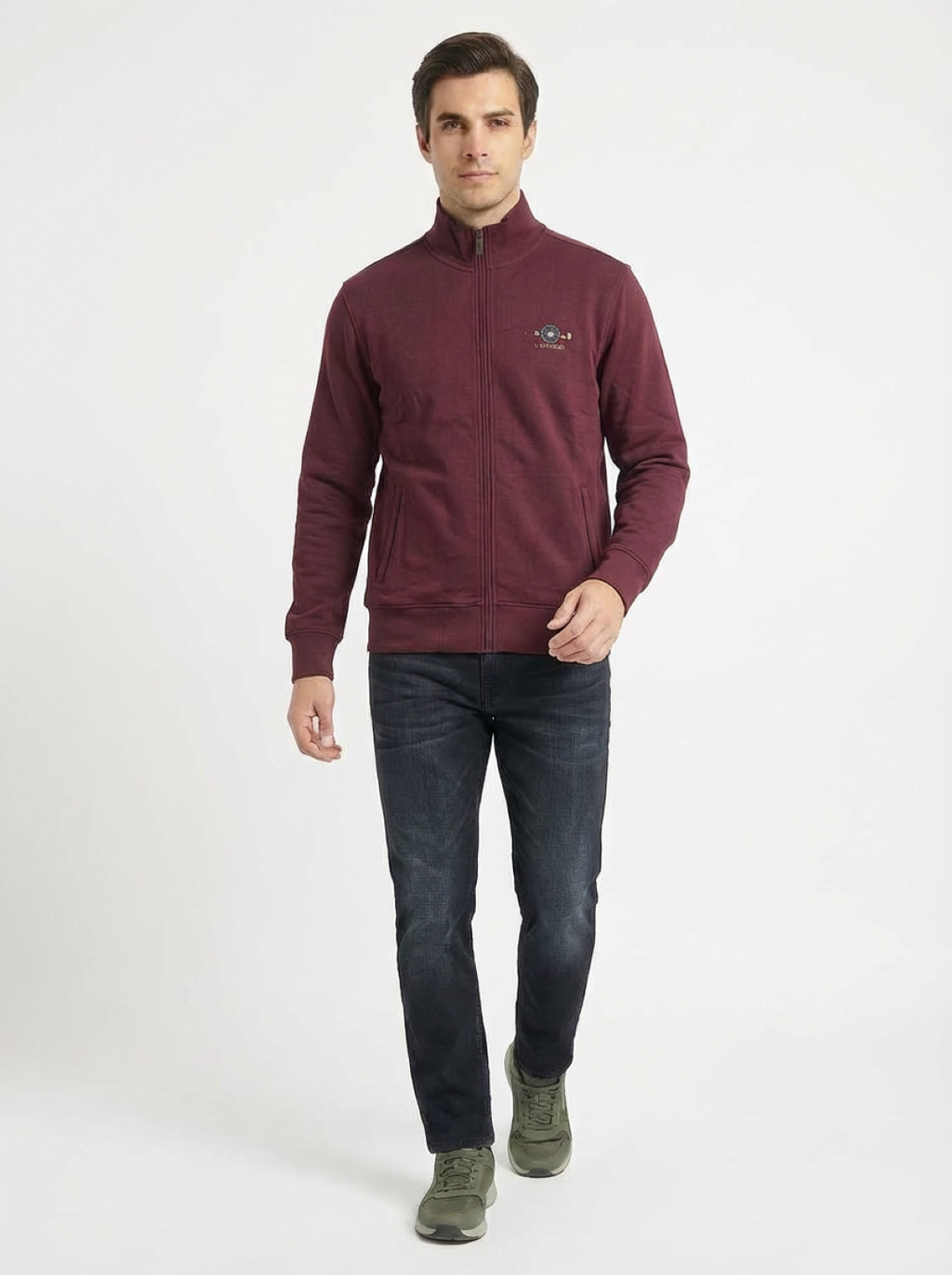 Il Granchio Man Zip Jacket Maroon