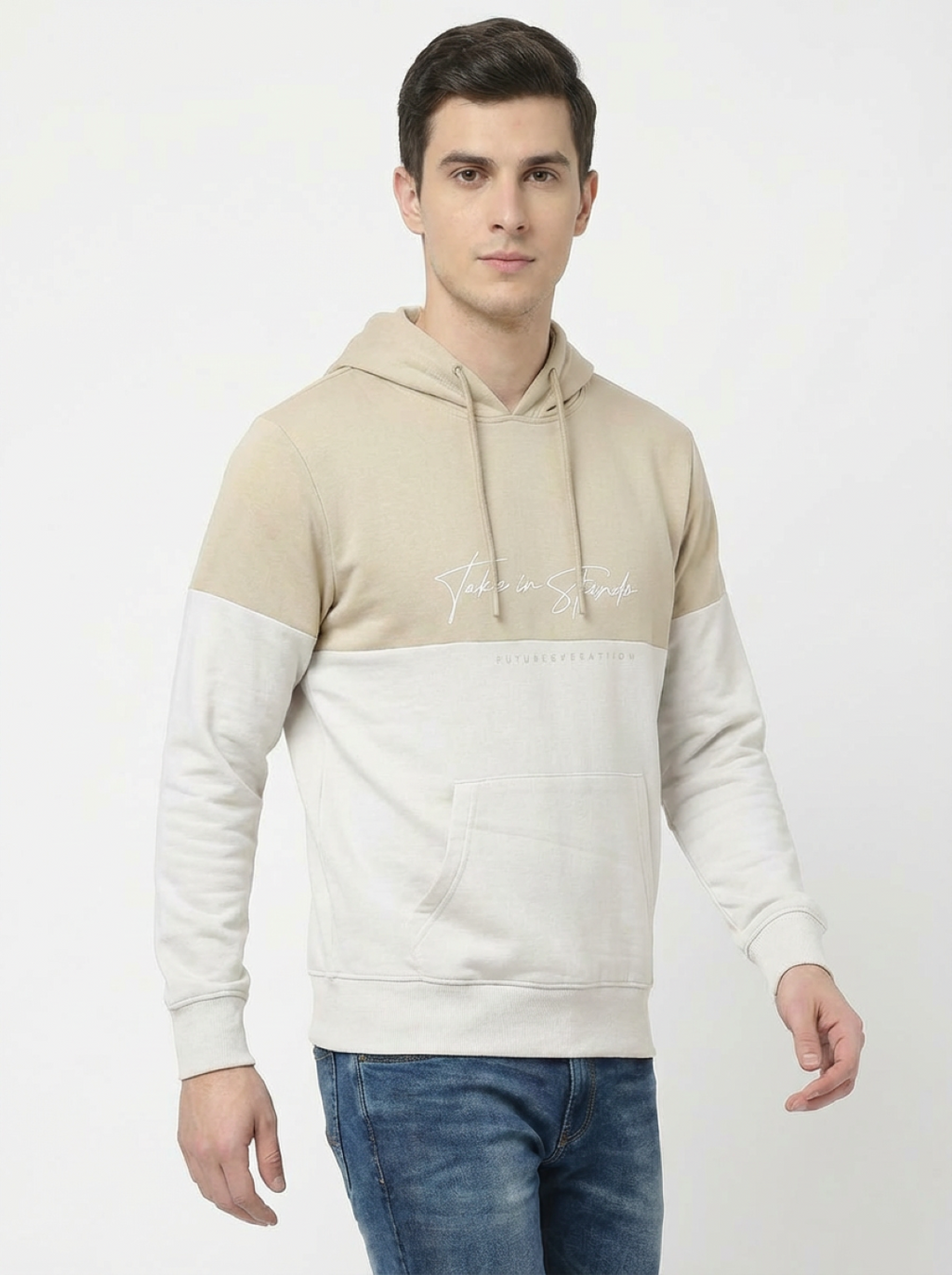 Clyton Man Pullover Hoodie Cream