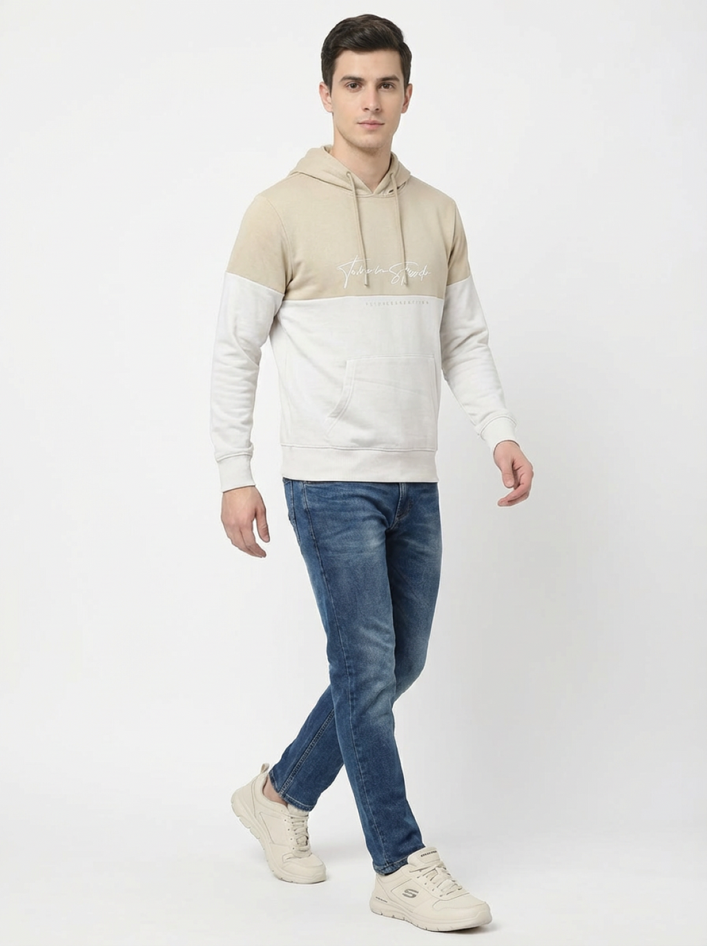 Clyton Man Pullover Hoodie Cream