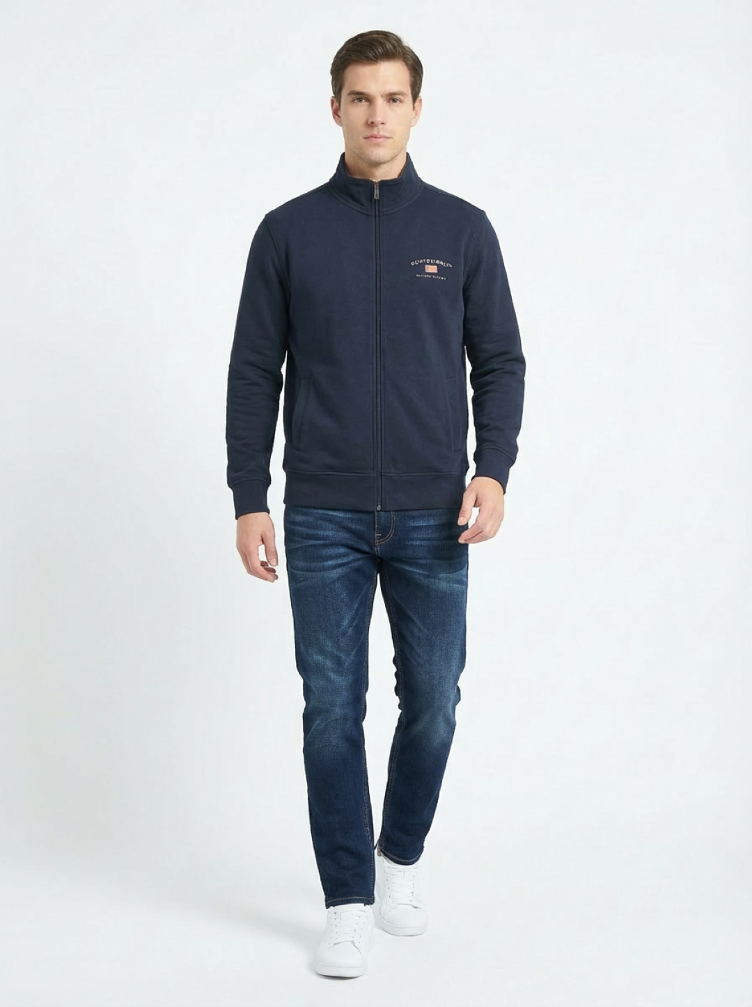 Cotton Belt Man Zip Jacket NAVY