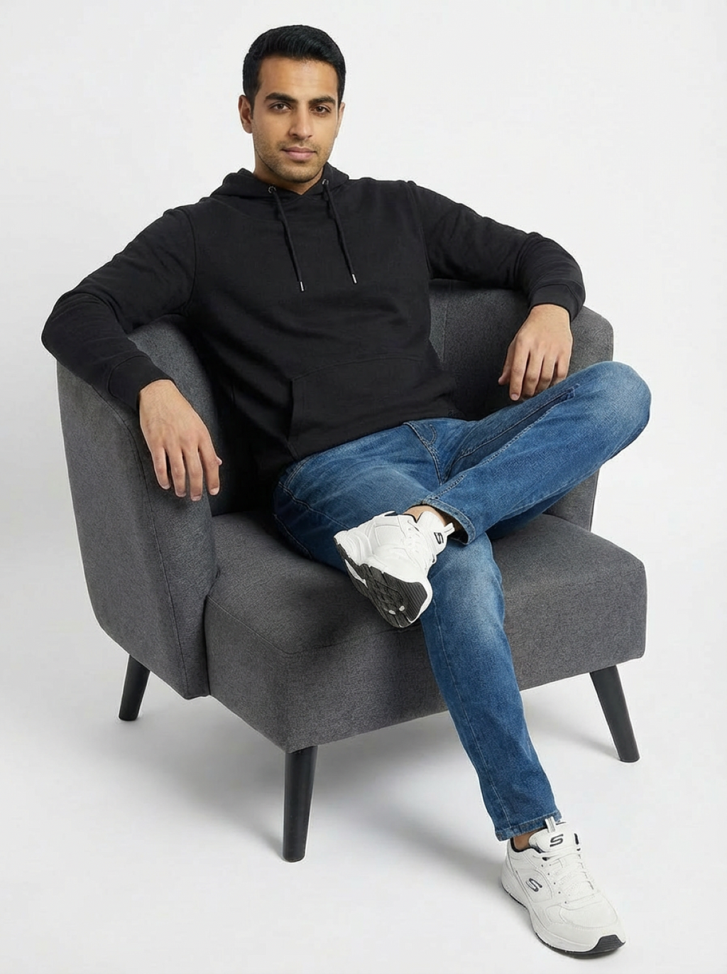 River Island Man Hoodie Black
