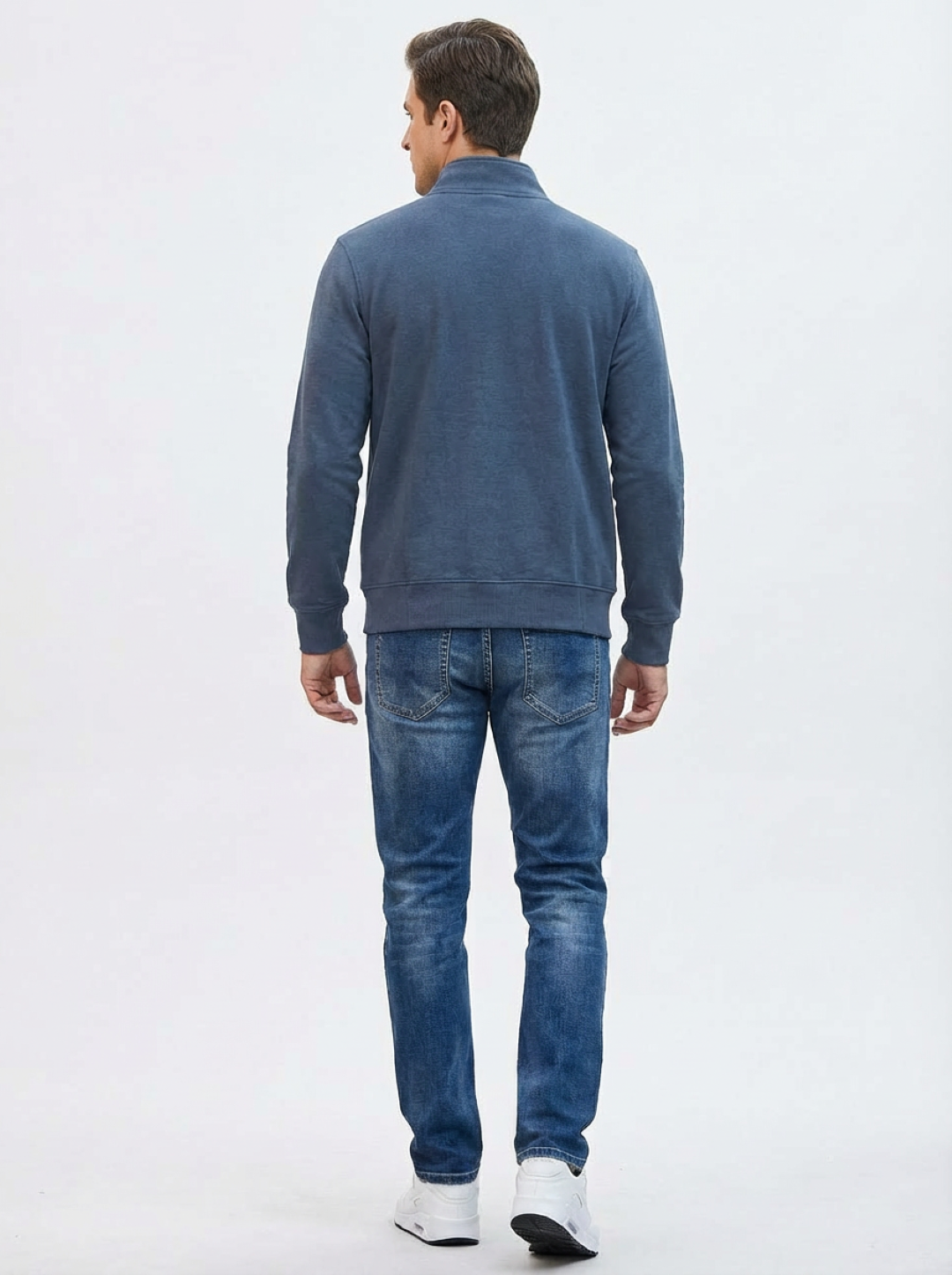 Cotton Belt Man Zip Jacket Navy Lime