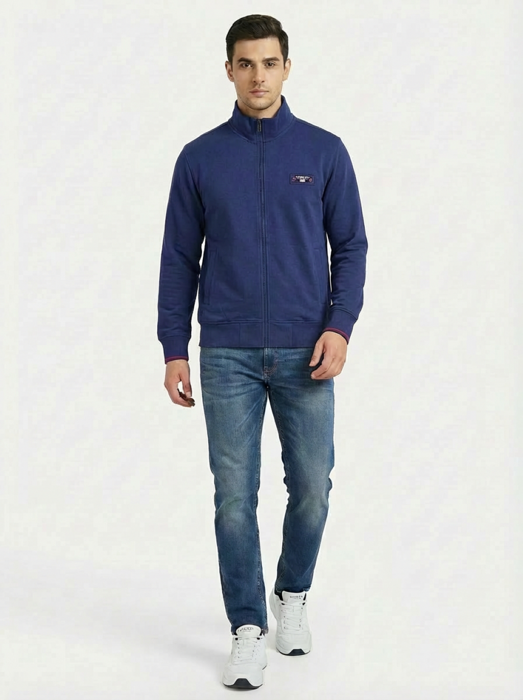 Cotton Belt Man Zip Jacket Royal Blue