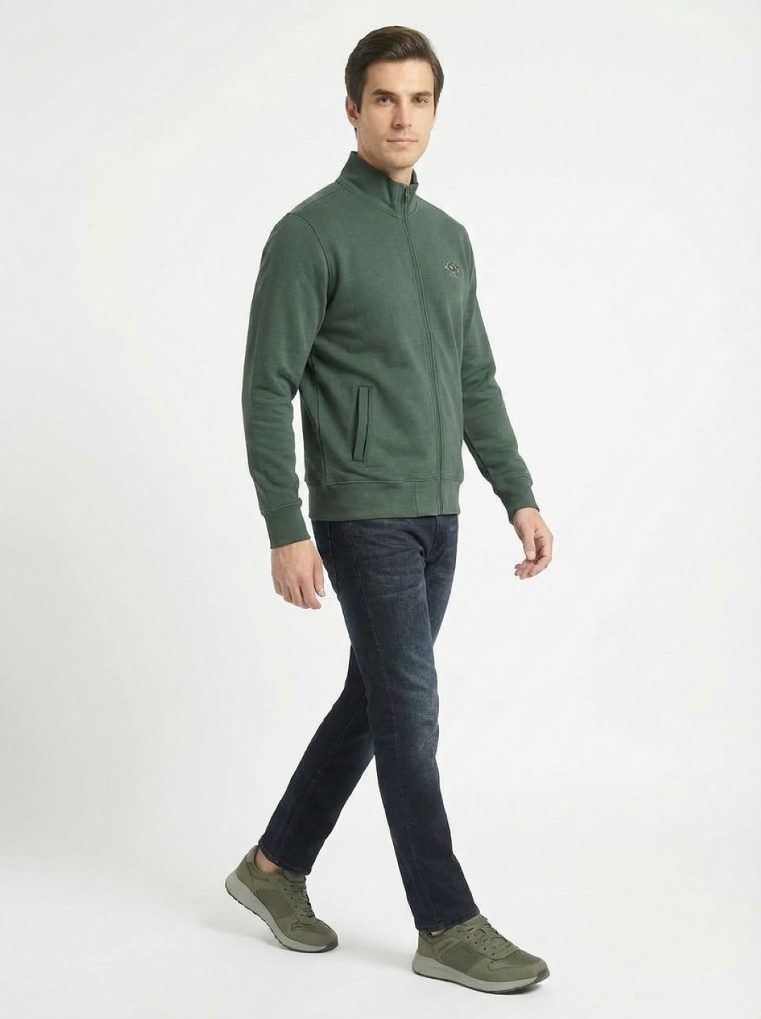 Il Granchio Man Zip Jacket Olive