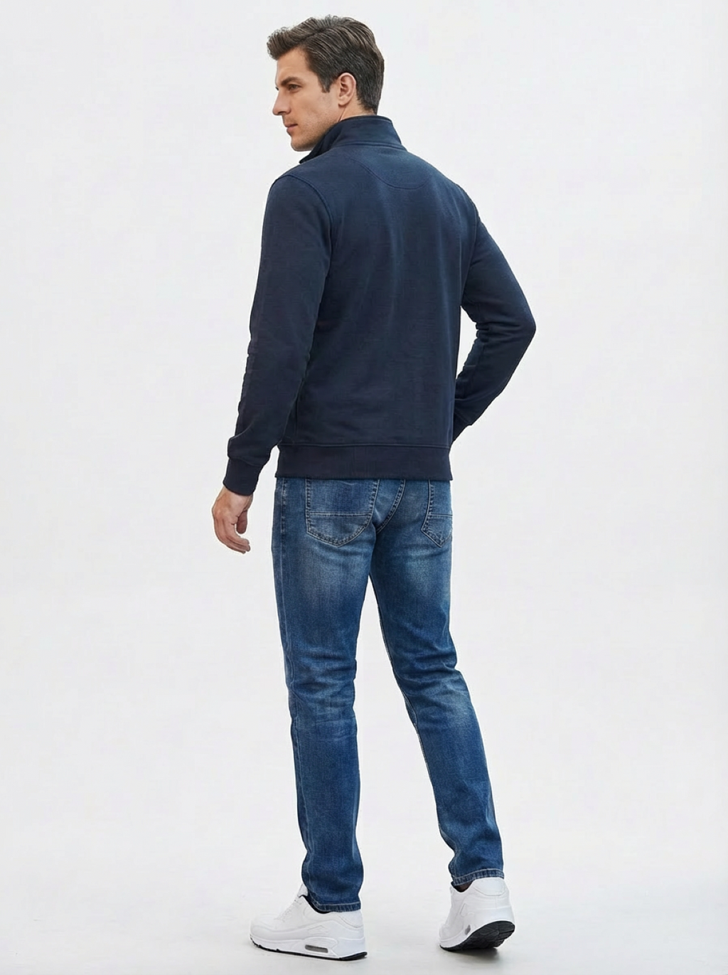 Cotton Belt Man Zip Jacket Navy