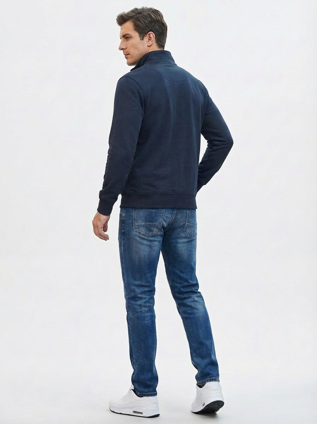 Cotton Belt Man Zip Jacket Navy