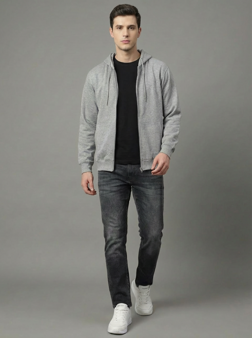 ATC Man Zip Hoodie Grey