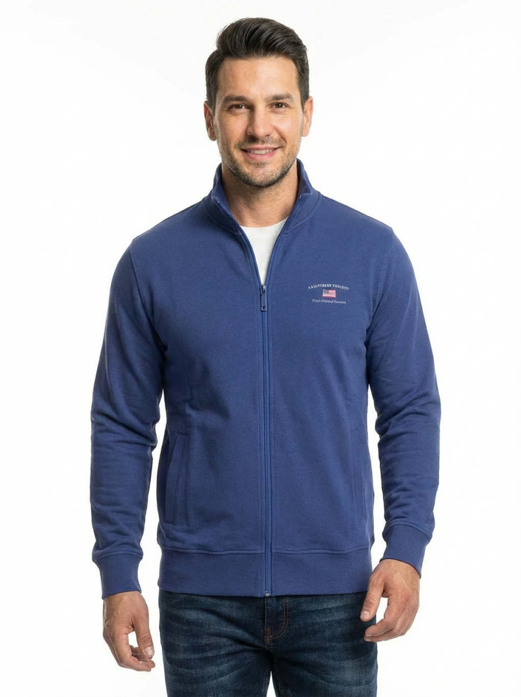 Cotton Belt Man Zip Jacket Royal Blue