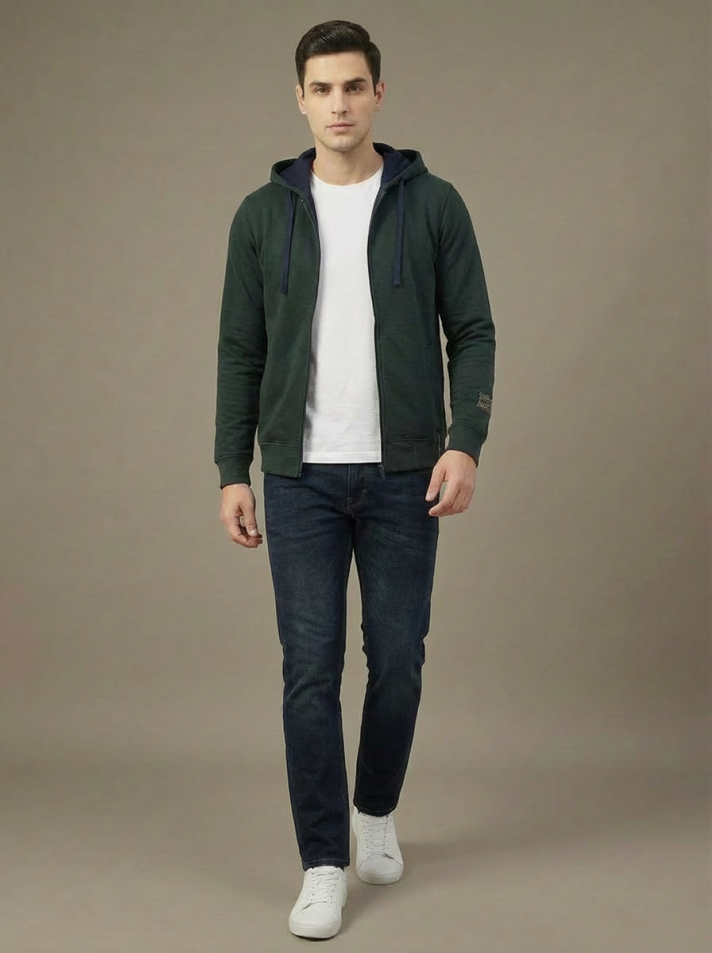 US Grand Polo Zip Man Hoodie Forest Green