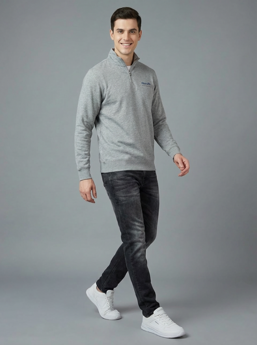 CBF Men Half Zip Sweatshirt Grey