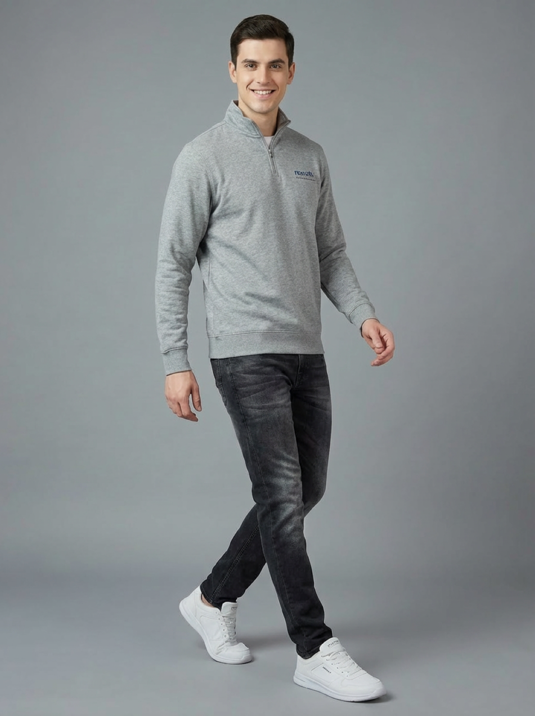 CBF Men Half Zip Sweatshirt Grey