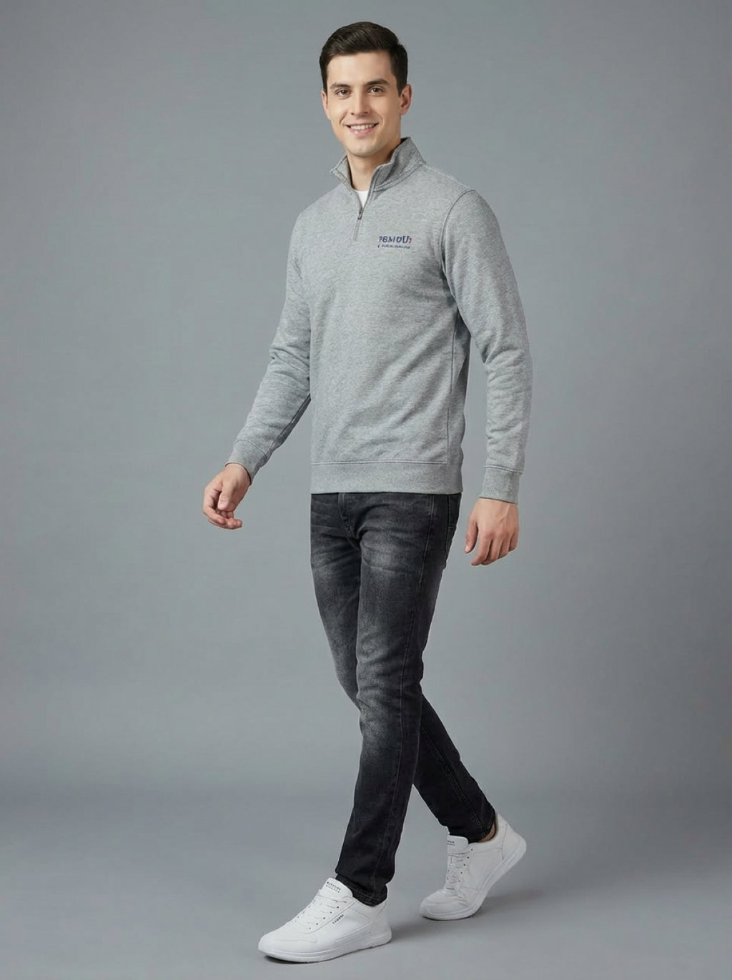 CBF Men Half Zip Sweatshirt Grey