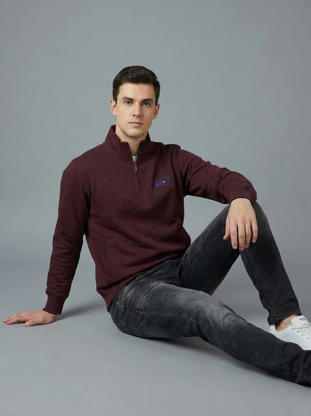 II Granchio Men Half Zip Sweatshirt Maroon
