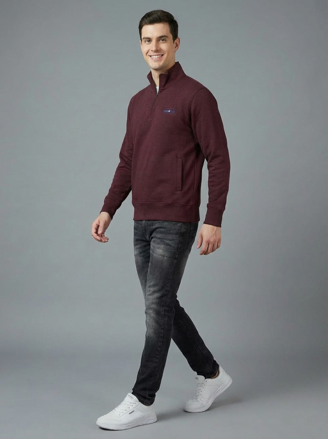 II Granchio Men Half Zip Sweatshirt Maroon