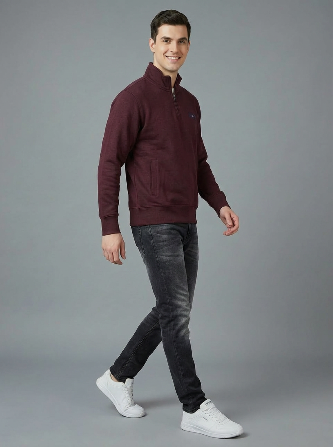 II Granchio Men Half Zip Sweatshirt Maroon