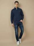 II Granchio Men Half Zip Sweatshirt Teal Blue