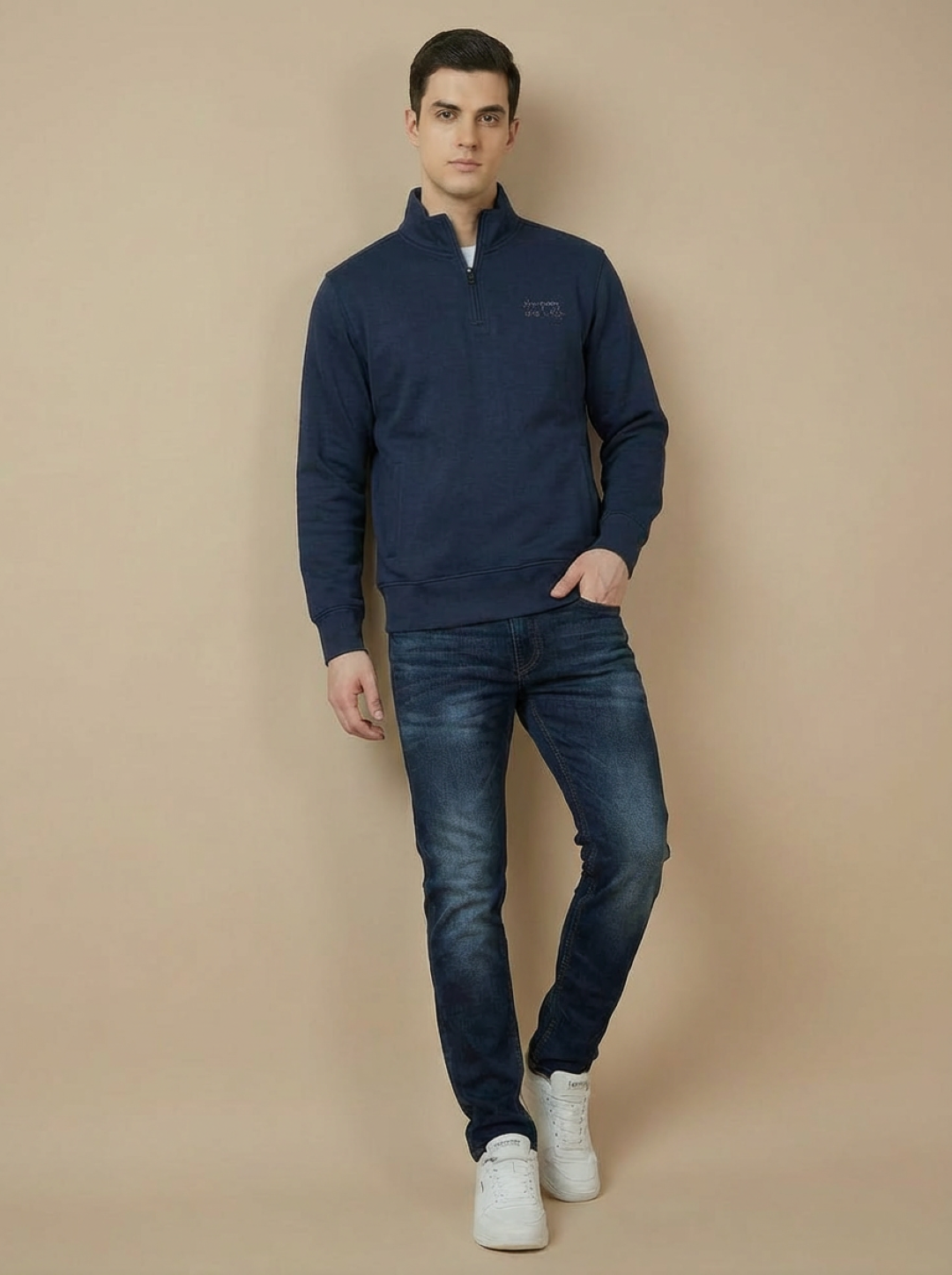 II Granchio Men Half Zip Sweatshirt Teal Blue
