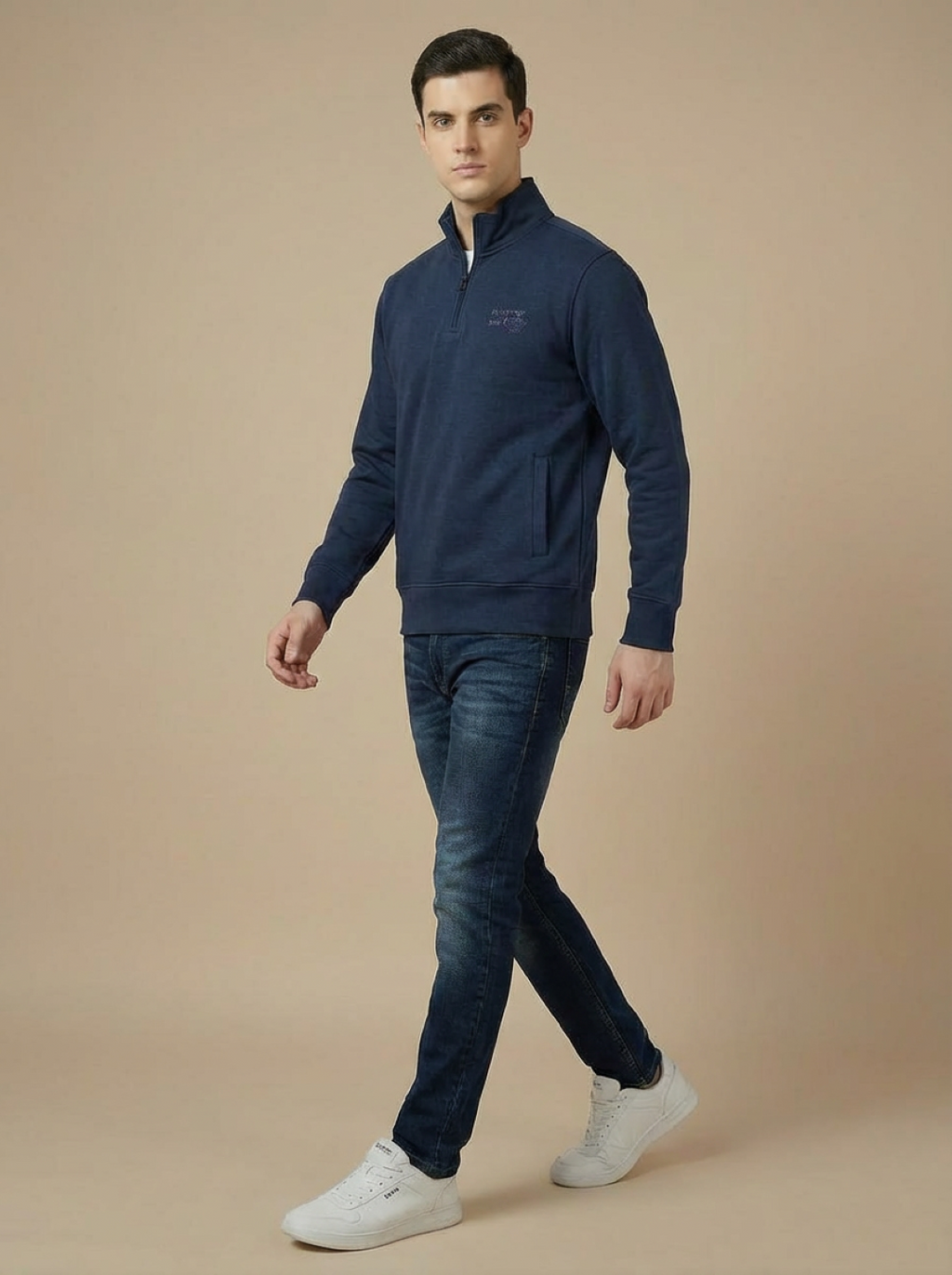 II Granchio Men Half Zip Sweatshirt Teal Blue