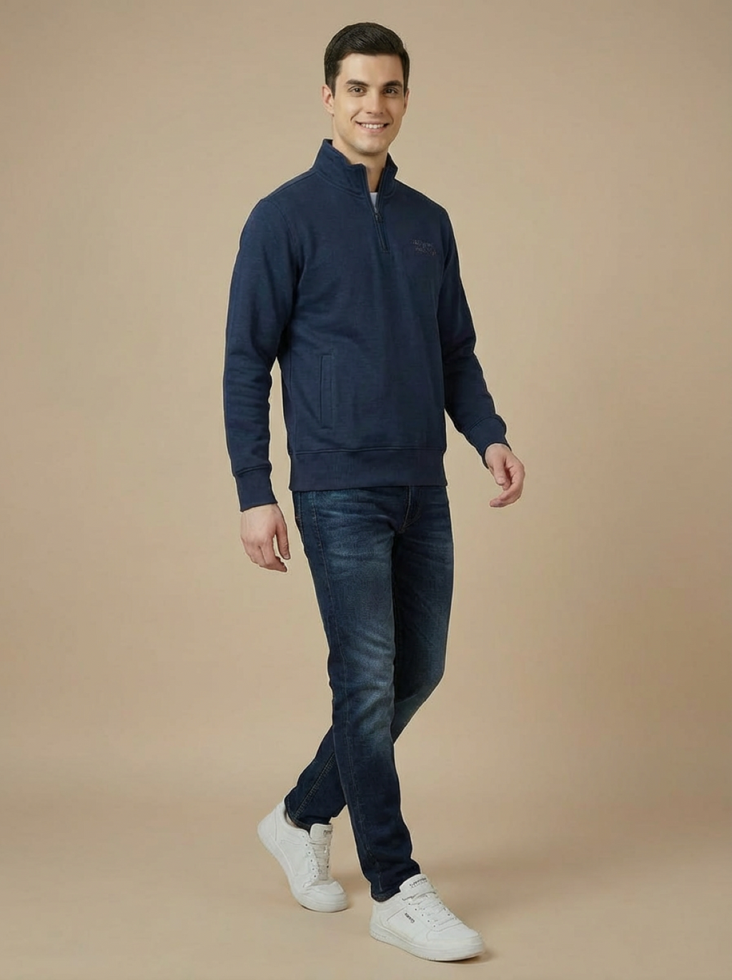 II Granchio Men Half Zip Sweatshirt Teal Blue